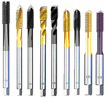 BSP taps with Vaporized-Nitrided-TiN-TiCN-TiAlN on various geometry for wide range material tapping application